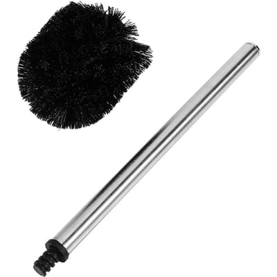 Brosse de Nettoyage WC Salle de Bain Toilette Noire Tête Ronde Manche Métal Acier Inoxydable black