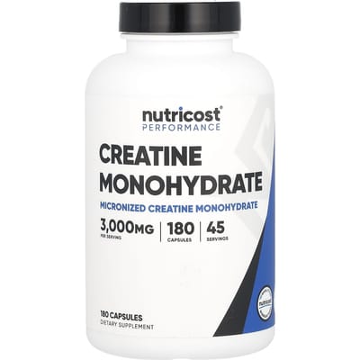 Nutricost, Atletische Prestaties, Creatine Monohydraat, 3.000 mg, 180 Capsules (750 mg per capsule)
