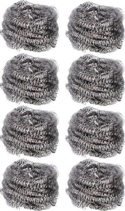 Schuurspons edelstaal - rvs - spons - pannenspons - set 8 stuks - Lifetime Clean