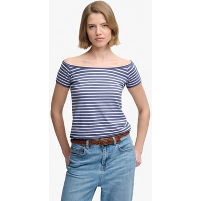 Superdry Bardot Off-shoulder Top Slanke Pasvorm Blauw Grootte: 34