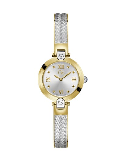 Gc Gc Fusion Bangle Cable Quartz Analoog Horloge Zilver & Geel Goud Case: 100% Stainless Steel | Bracelet: 100% Stainless Steel 28 Z09002L1MF