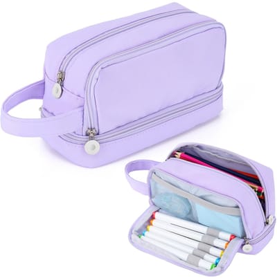Dailygoody - Etui met Grote Capaciteit - Pennenzak voor School - Duurzaam Canvas - Handvat - Organizer voor Jongens en Meisjes - Geschikt voor Kantoor