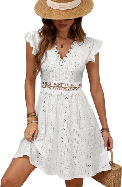 Livano Zomerjurk Dames - Zomerjurken - Volwassen - Jurk - Ibiza Stijl - Sundress - Wit - Maat S