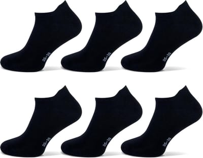TEckel naadloze sneakersokken met lip - Dames en Heren - Katoen - 3 paar - Zwart - Maat 35/38