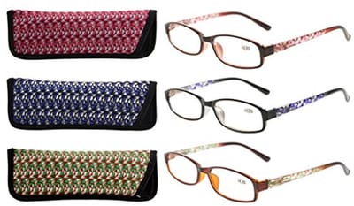 Dames Leesbril - Leesglazen Set - Comfortabel Lezen - Veerscharnieren - 3 Stuks - Gestreept