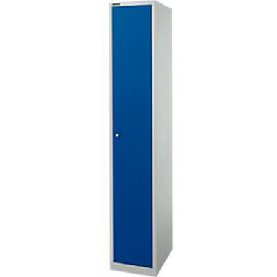 Garderobekast - metaal - 1 compartiment - L 350 x D 500 x H 1950 mm - afsluitbaar -  lichtgrijs en gentiaanblauw - ons merk Schäfer Shop Select