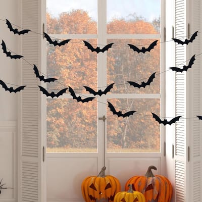 17-delige Halloween Decoratie voor Binnen en Buiten - Bat Banner en Raamdecoratie voor Feest en Sfeer in Woonkamer en Balkon
