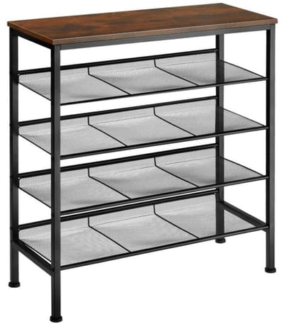 Ceruzo Schoenenrek – Hout-Metaal – 4 Lagen – 76x30xH86 cm - Verstelbare Poten