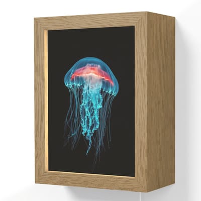 Wandlamp 15x20 cm - Oplaadbaar - Kwal - Tentakels - Blauw - Licht - Wandlampen binnen woonkamer - Slaapkamer lamp met kabel - Decoratieve nachtlamp - Vloerlamp snoer