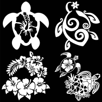 Dailygoods - Auto Sticker - Reflecterend - Grote Maat - Hibiscus en Schildpad - Waterdicht - Decoratieve Sticker - Geschikt voor Voertuigen