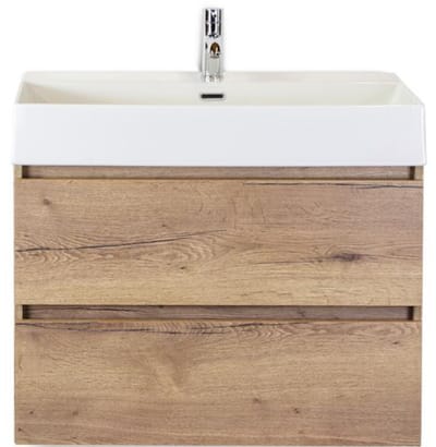 Maxx XL Badmeubelset 80 cm - Natuur Eiken - Wastafel Kube 1 Kraangat
