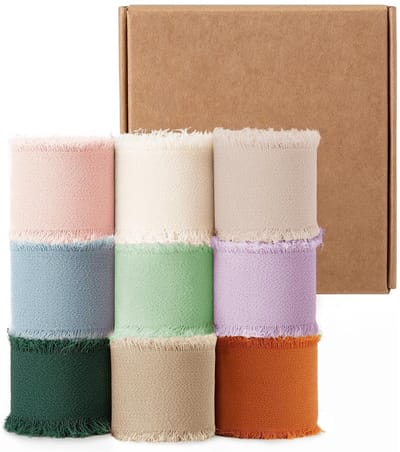Dailygoods- Chiffonlint 9 Kleuren - 3 cm x 5 m - Cadeaulint - Bruiloft Decoratie - Tafeldecoratie - Boeket Versiering - Perfecte Set van 45 m