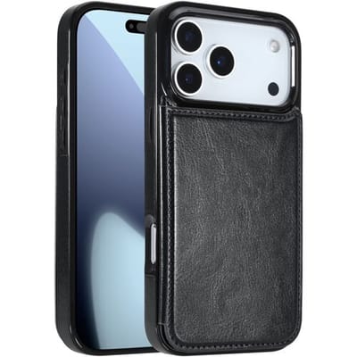 ShieldCase wallet case hoesje geschikt voor iPhone 17 Pro Max (zwart) – luxe bookcase met pasjeshouder, standaardfunctie en volledige bescherming