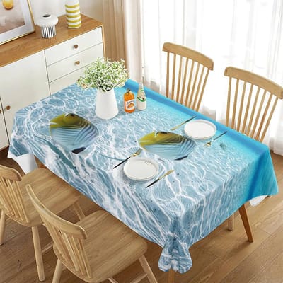Oceaan Dieren Vissen Tafelkleed Het Onderwater Wereld Patroon Tafelhoes voor Eetkamer Woonkamer Zeeleven Tafelkleed 70x70cm