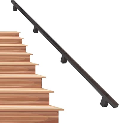 Metalen Trapleuning - Wandsteun Reling - Veilig Traplopen - Smeedijzeren Constructie - 250 cm - Zwart