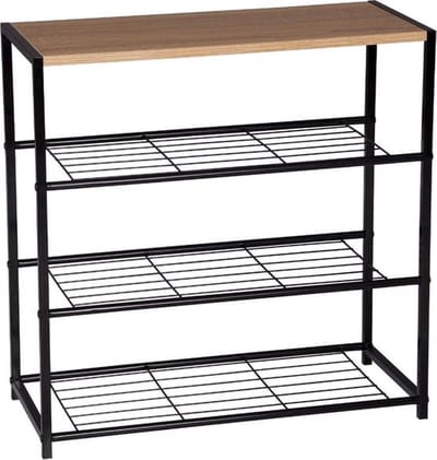 Schoenenrek - Schoenenbank van Metaal en Hout - Schoenenrekje - Gangkast - Haltafel - Zwart
