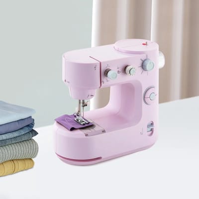 Collox Naaimachine - Mini - Elektrisch & pedaal bedieningsmodi - Ook geschikt voor beginners - LED - Draagbaar - Twee richtingsnaaien - Sterke functie - Roze - 26,5 x 13 x 22,5cm