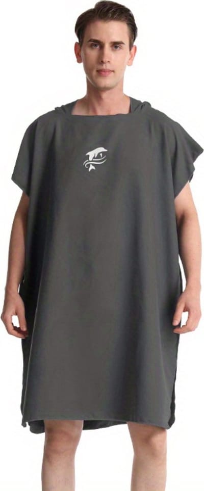Nivard Surf Poncho - Dames - Heren - Omkleed Handdoek - Volwassenen - Zacht - Poncho - Donkergrijs