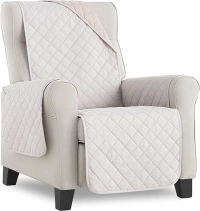 Belmarti® Fauteuilbeschermer Duo - 55cm breed - Ivoor - Premium fauteuil beschermer - Omkeerbaar - Antislip - Zacht microvezel