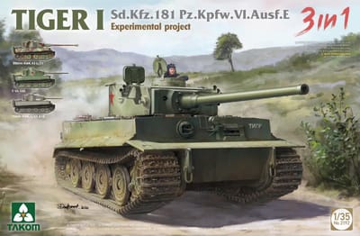 Takom Modelbouwpakket Militaire voertuigen - 2192 Panzerkampfwagen VI Tiger I - Sd.Kfz.181 Pz.Kfw.VI.Ausf.E Tiger I - Experimenteel Project 3 in 1 Plastic - 1:35 - Modelbouw