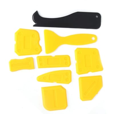 9 Stuks Siliconen Glas Kit Verwijderaar Schraper Handbediend voor Deur Kit Gereedschapsset black