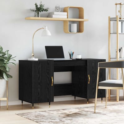 vidaXL - Bureau - Zwart - eiken - Bewerkt - hout - 140 - x - 50 - x - 75 - cm