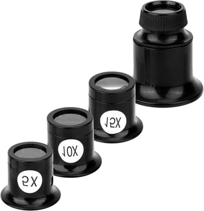 Draagbare Monoculaire Loep 4-delig 5X/10X/15X/20X - Handloep voor Horlogereparatie en Diamantwaardering - Juweliersloepenset & Edelsteeninspectie - Postzegellezen | mini loep | inspectie loep | hobby loep | edelstenen loep | Inclusief Hoofdband Draad