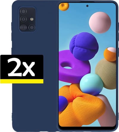 Hoesje - 2 Stuks - Geschikt voor Samsung Galaxy A51 - Sterk & Shockproof - Case Siliconen - Back Cover - Telefoon Hoes - Telefoonhoesjes - Donkerblauw