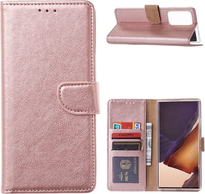 LuxeBass Hoesje geschikt voor Samsung Galaxy Note 20 Ultra - Bookcase Rose Goud - portemonnee hoesje gsm hoesje - telefoonhoes - telefoonhoesjes