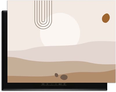 KitchenArt - Desert Glow - 81x52 cm - Kookplaat Beschermer - Luxe Afdekplaat Inductieplaat - Anti-slip & Oprolbaar - Beschermmat Inductiekookplaat