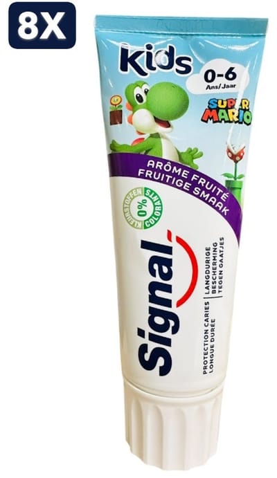 8 x Signal Tandpasta - 75ml - Kids Super Mario - Fruitige Smaak - (0/6 Jaar)