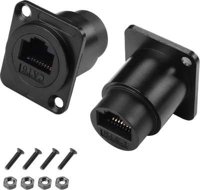 2x RJ45 CAT6 Paneelmontage Socket D-Type Coupler Female naar Female LAN Netwerk Verbinding