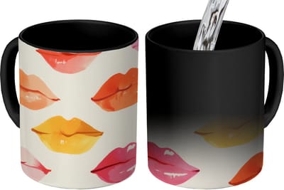 Magische Mok - Foto op Warmte Mokken - Koffiemok - Lippen - Kleurrijk - Glanzend - Magic Mok - Beker - 350 ML - Theemok