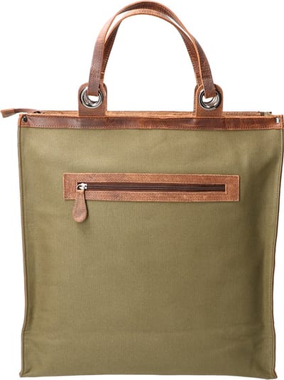 Leather Design Canvas Boodschappentas met Hunter Leer Groen