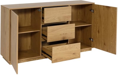 Dressoir MCW-J78, ladekast highboard lade, MDF soft-close 86x160x40cm ~ eiken-look