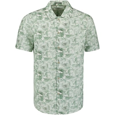 No Excess Shirt Short Sleeve Allover Printed With Linen Green Größe: M | Casual hemden Outlet | Herren | Grün