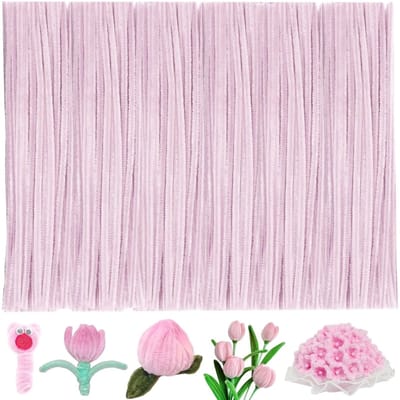 Fako Bijoux - 100 Ultra Lichtroze Pijpenragers - Set van 100 Stuks Chenille Draden - Ultra Lichtroze - 30 cm Lang - Knutselen - DIY - Hobby - Chenille Draad – Flexibele Pijpenragers - Kinderen en Volwassenen - 100 Stuks