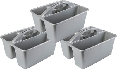 Hega Hogar Opbergbox - 3x - kunststof - 6L - met handvat - opbergdoos - mand - Opbergbakken voor schoonmaakspullen