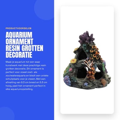Aquarium Ornament - Duurzaam Decor - Simulatie Grot - Rotsvorm - Ideaal voor Zoet/Zoutwater - 6,3 cm Breed