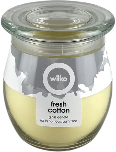 Wilko Geurkaars - Afsluitbaar Glas - Lange Brandduur 55u - Fresh Cotton - Geel - By Spaas