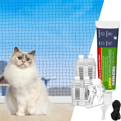 Kattennet Balkon - Kattenbescherming Raam - Veilig Huisdier - Draad Versterkt - 2 x 3 m - Zwart