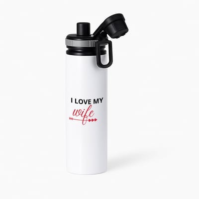 Hacebo® - I love my wife waterfles met draaidop grijs - Liefde - je vrouw - Valentijnsdag - verjaardagscadeau - cadeau voor vriendin - water fles - 850ML
