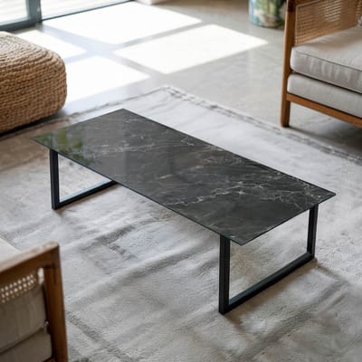 Coloray Tafelblad - Tafelblad Vierkant - 125x50 cm - Zwart - Rechthoek Glazen Tafelblad - Gehard Glas Tafelblad - Glazen Blad - Tafelblad Van Gehard Glas - Tuintafelblad woonkamerdecoratie