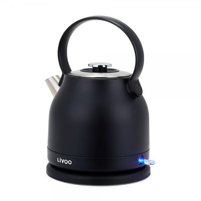 Livoo Retro Waterkoker – 1,5L – 2200W – RVS – Zwart