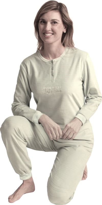 Dames katoen velours pyjama Art.651767 van Cocodream Groen- maat S