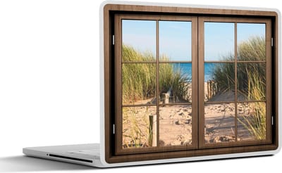 Laptop sticker - 17.3 inch - Doorkijk - Strand - Gras - 40x30cm - Laptopstickers - Laptop skin - Cover