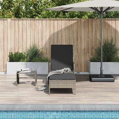 vidaXL Ligstoel Grijs en Donkergrijs 200 x 55 x 92 cm poly rattan