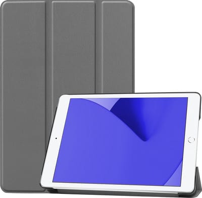 Hoes - Geschikt voor Apple iPad 8 (2020) - 10.2 inch - 8e Generatie - Dun & Stevig - Trifold Bookcase - Hard Cover - Hardcover Book Case - Tablet Hoesje - Grijs