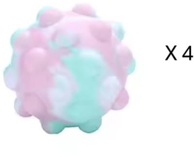 Pop it ball x4 - Fidget toys - Nieuw 3D Push Bubble Ball - stress ball- push sensory toy - roze met zacht blauw en groen - pastel kleur -Popits - Bekend van TikTok -cadeautip