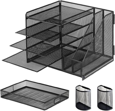Bureau organizer - Opberger met laden - Werkplek organiseren - Stevig metalen frame - 39x33x12 cm - Zwart
